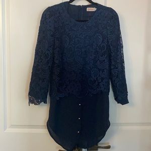 Navy lace and chiffon tunic/ dress